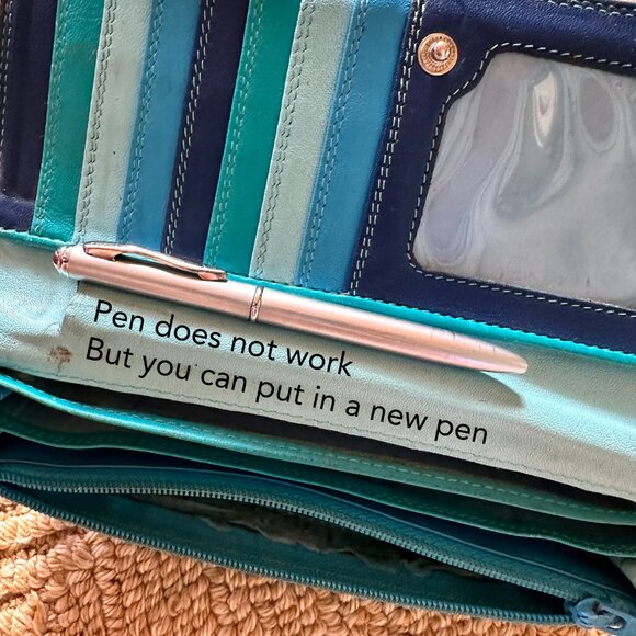 Used Wallet In Pretty Shades Of Blue And Teal - Picture 2 of 8